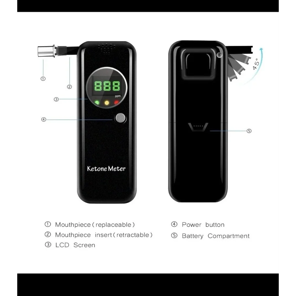 Ketone Breath Analyzer, Portable Ketosis Tester for Family Health with 8 pieces